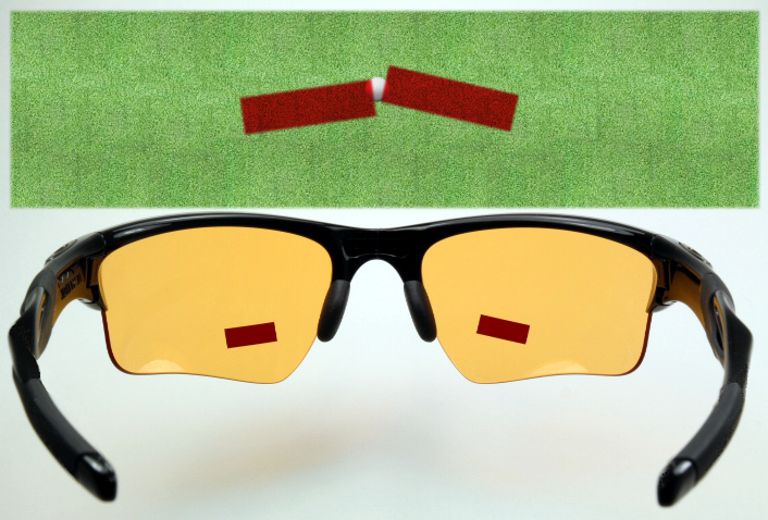 Incorrect attachment of the Steady Swing golf training aid thin film lenses
     on sunglasses.